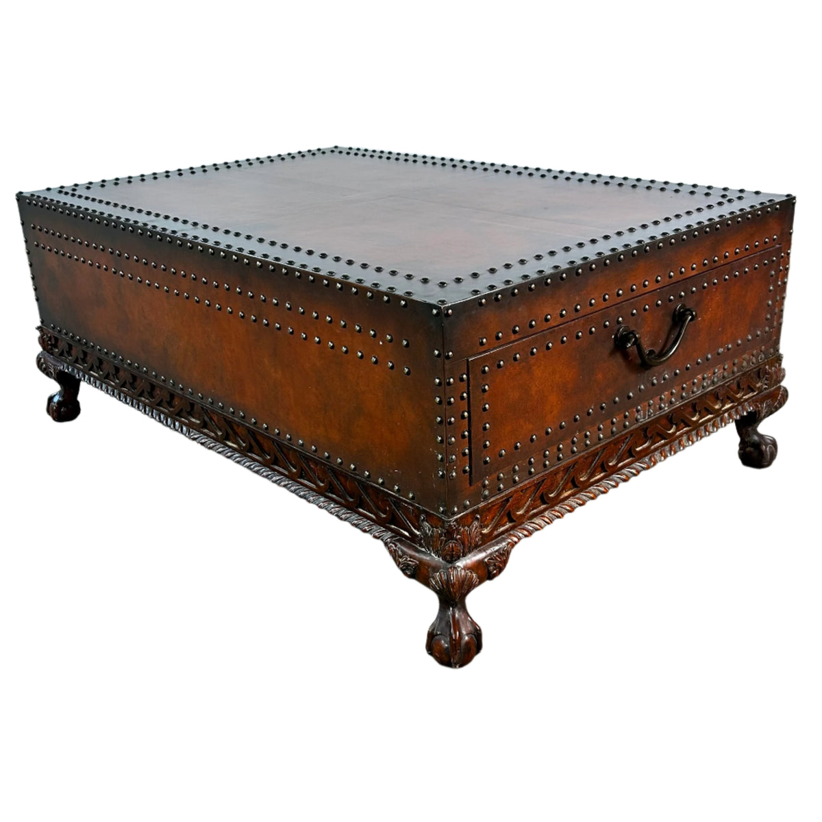 Ralph Lauren Coffee Table, Leather Wrapped, Two-Drawer