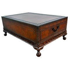 Ralph Lauren Coffee Table, Leather Wrapped, Two-Drawer