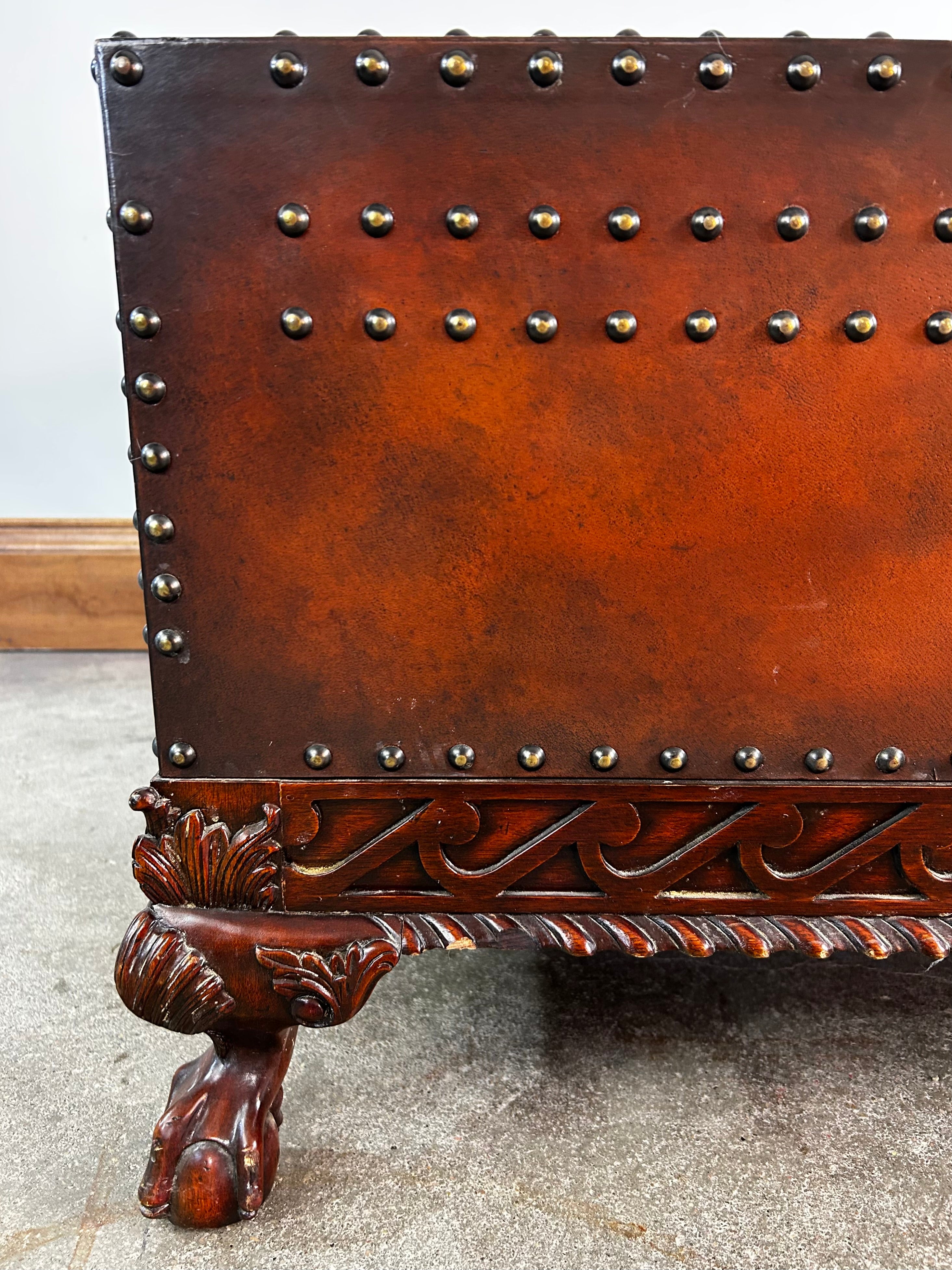 Ralph Lauren Coffee Table, Leather Wrapped, Two-Drawer