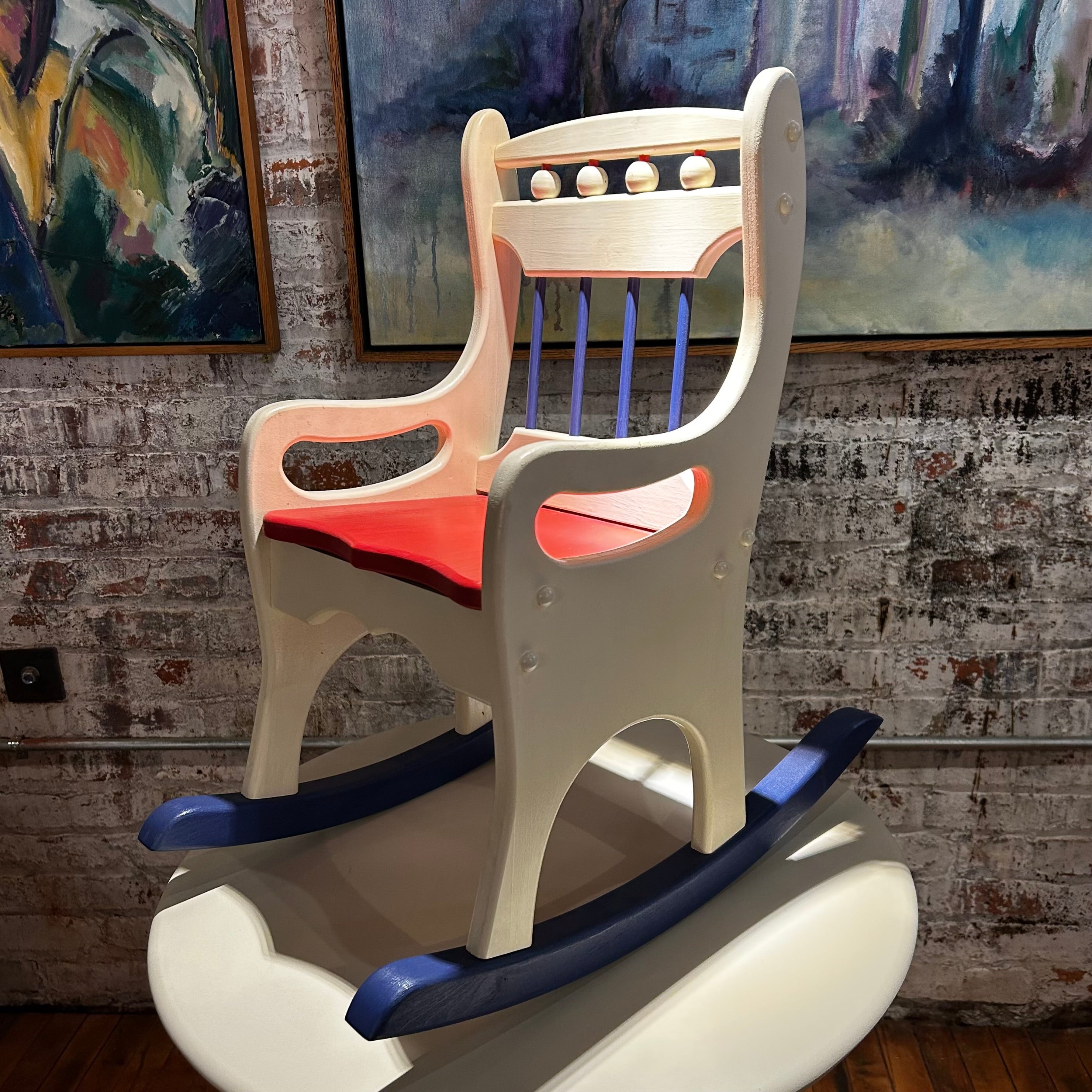 New! Child's Wood Rocker, Multi-Color, Hand Crafted