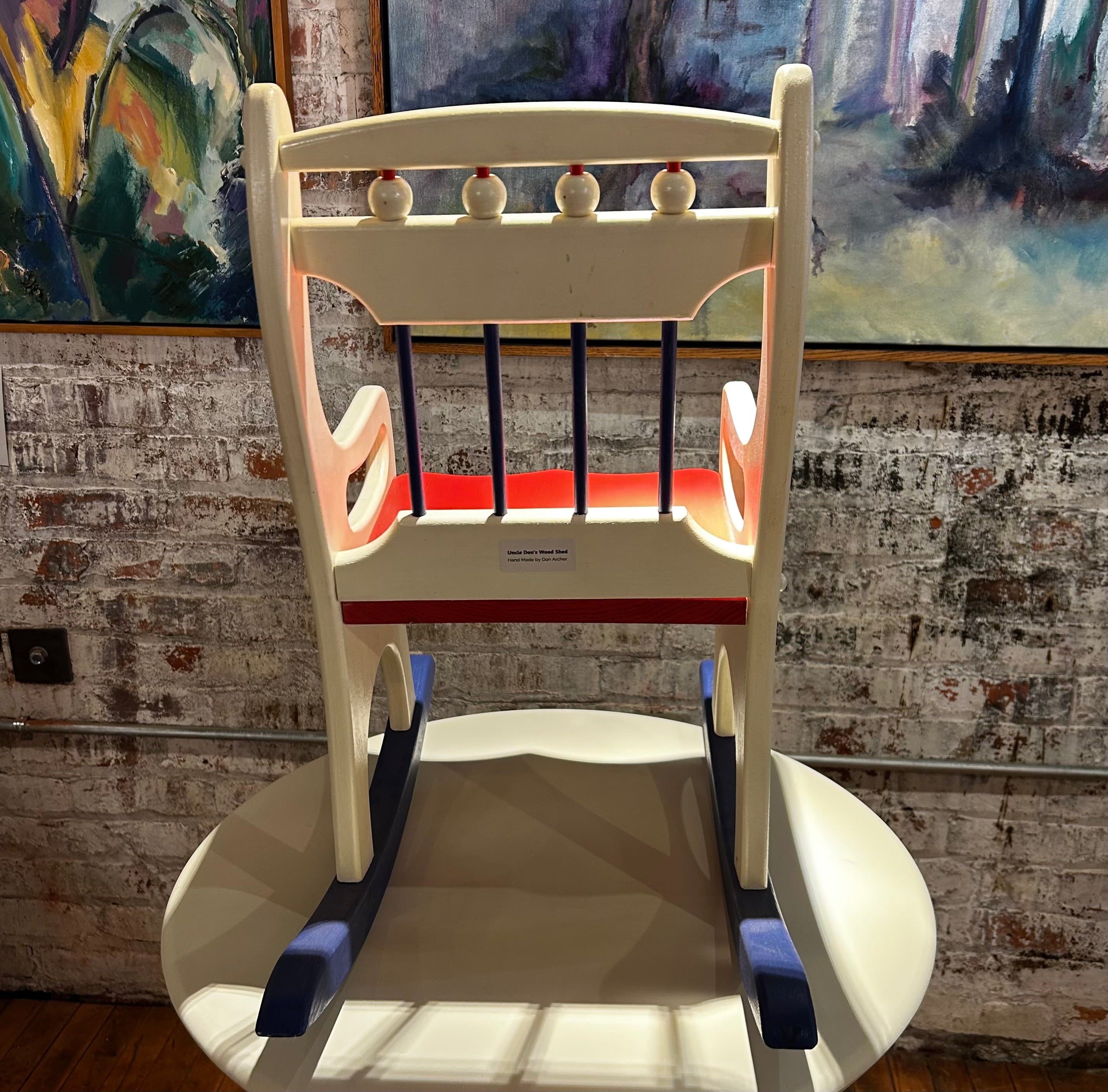 New! Child's Wood Rocker, Multi-Color, Hand Crafted