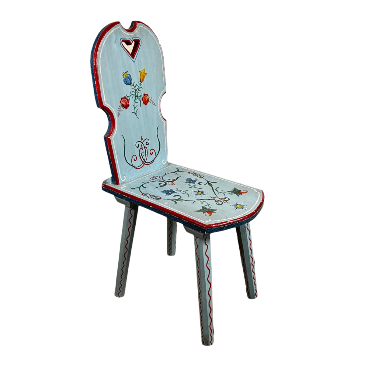 Scandinavian Hand-painted Child's Chair, Light Blue