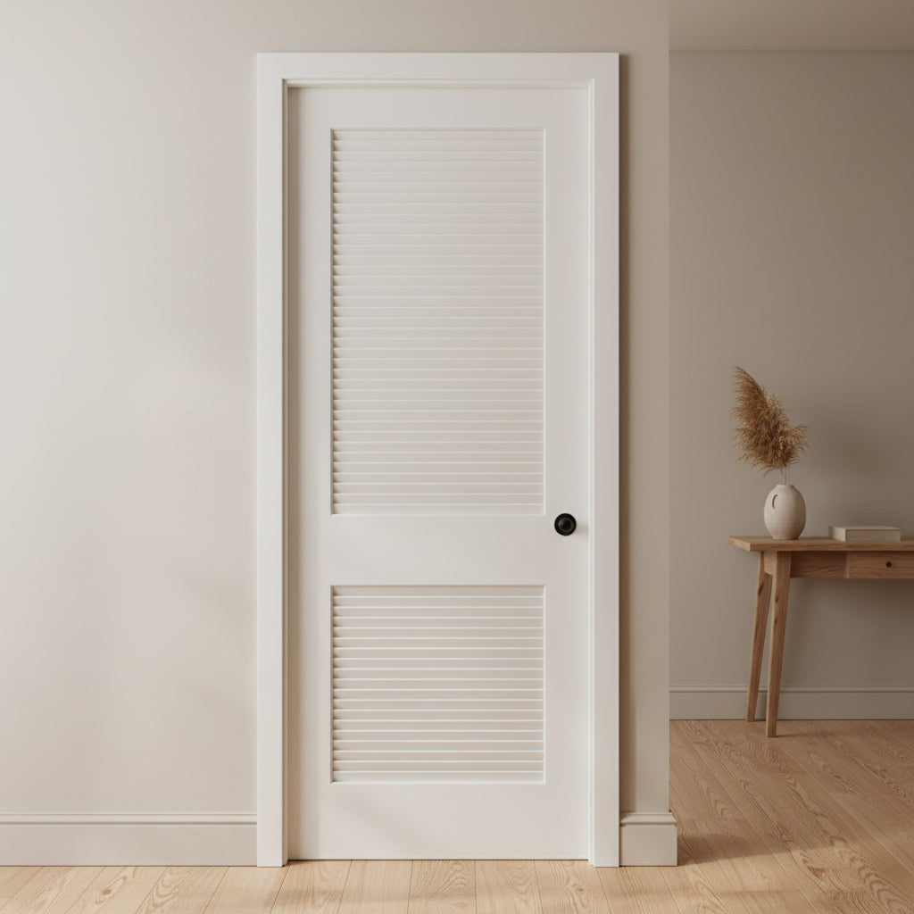 Louvered Door, Wood, Painted White, Sku: 033724