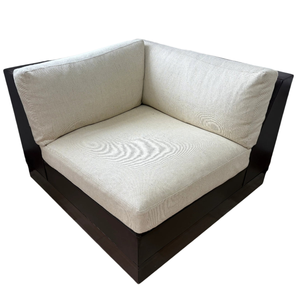 Corner Brown Leather Chair, White Upholstery Cushions, sku: 032816