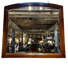 Large Custom Wall Mirror, Walnut Framed, Arched Top, Beveled Glass