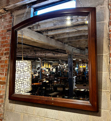 Large Custom Wall Mirror, Walnut Framed, Arched Top, Beveled Glass