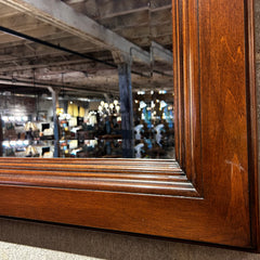 Large Custom Wall Mirror, Walnut Framed, Arched Top, Beveled Glass
