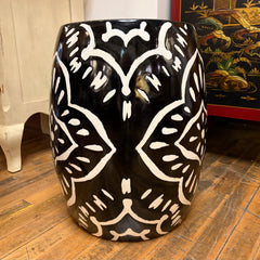 Garden Stool, Ceramic, Black and White Design, Sku: 033765