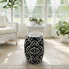 Garden Stool, Ceramic, Black and White Design, Sku: 033765