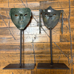 Sarreid Ltd Brass Drama Masks on Iron Strands, Pair, Sku: 033800