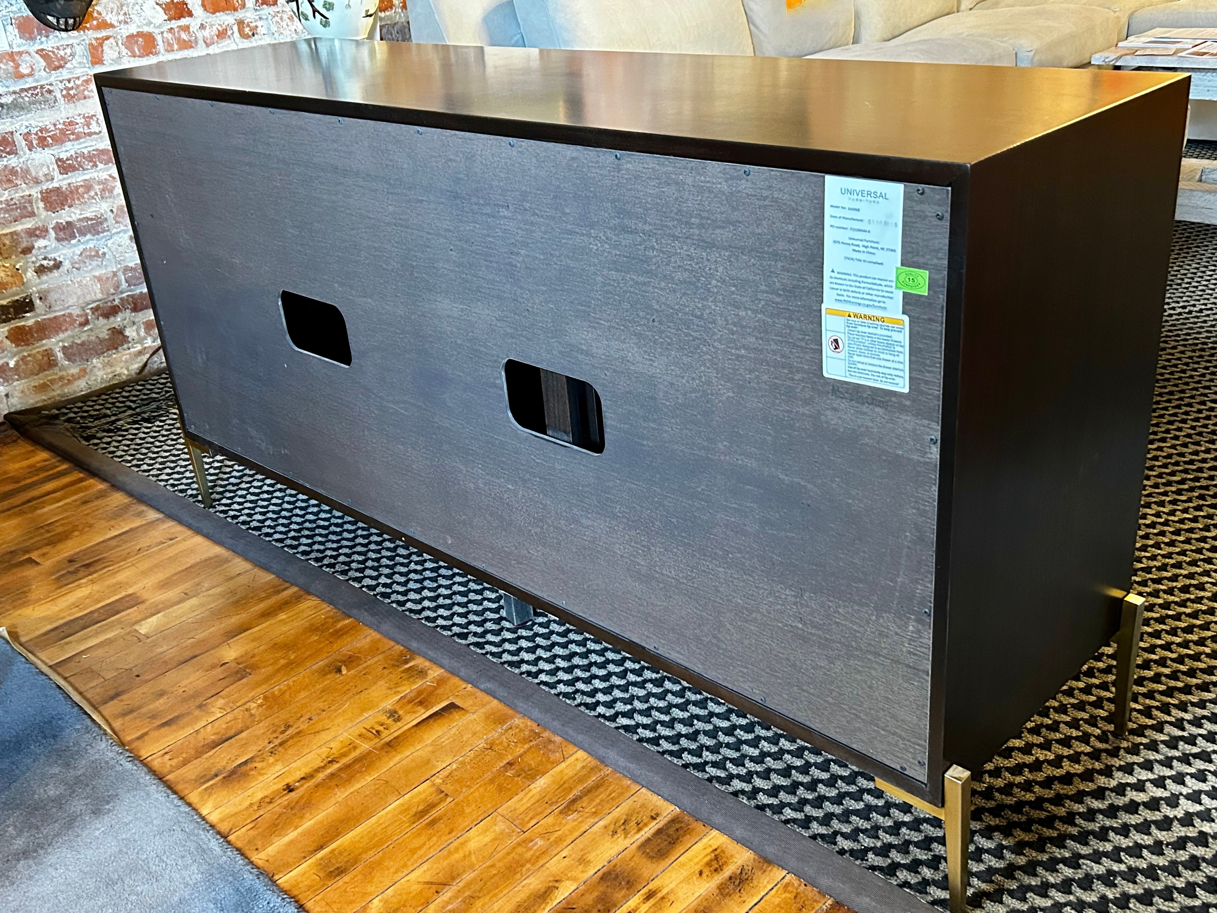 Universal Furniture Credenza Console with Mother of Pearl Cabinet Faces.