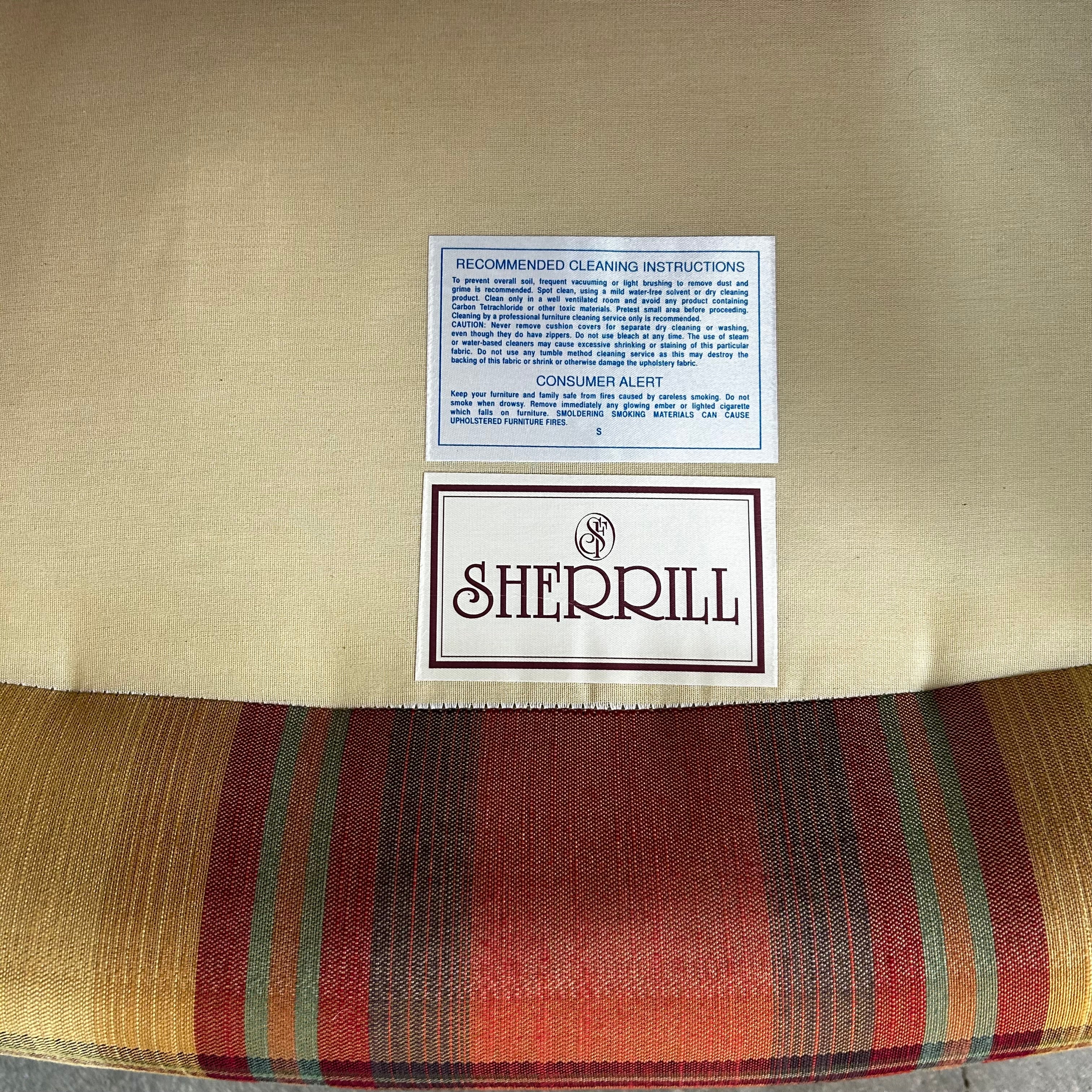 Sherrill Furniture Company Plaid Barrel Chairs, Pair