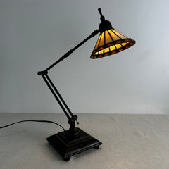 Table Lamp, Tiffany Style Shade, Adjustable Arm