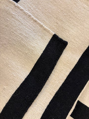 Nordic Knots 100% Wool Flat Weave Rug Broken Line Design. Ivory, Black, sku:  033935
