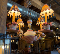 Mackenzie Childs Tea Party Chandelier, Whimsical, Four Light, Porcelain, sku: 033956