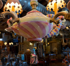 Mackenzie Childs Tea Party Chandelier, Whimsical, Four Light, Porcelain, sku: 033956
