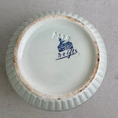 Delft Planter, Blue Floral Design, Light Green Background, Stamped