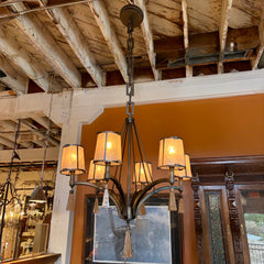 Fine Art Lamps Chandelier 6 Arms, Mica Shades, Bronze Colored Finish, Geometric Glass Baubles, Sku 034007