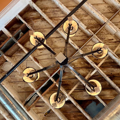 Fine Art Lamps Chandelier 6 Arms, Mica Shades, Bronze Colored Finish, Geometric Glass Baubles, Sku 034007