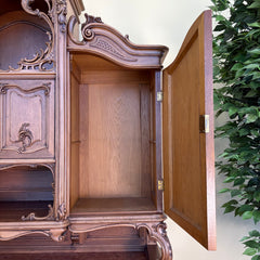Antique Solid Hardwood Russian Hunter's Cabinet with Marble Serving Surface, Sku 034056