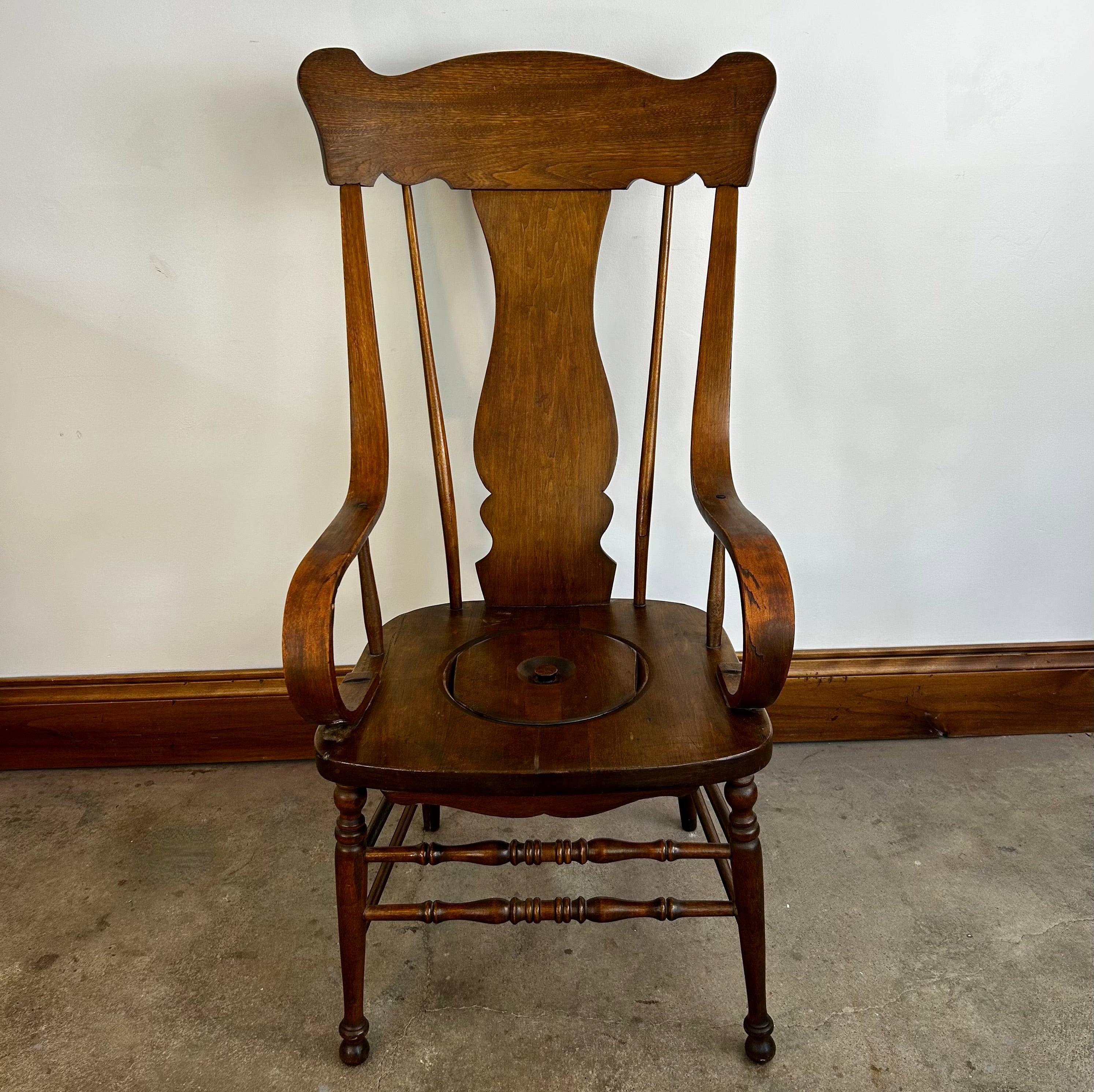 Antique Victorian "Potty" Chair, Solid Wood