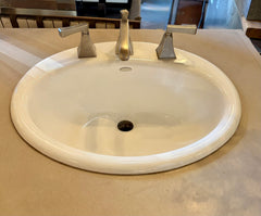 Vanity, Kohler Sink, Brushed Nickel Faucet, Concrete Top, Chiseled Edge, Blonde Wood Cabinet, Sku: 034111