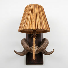 Faux Ram's Horn Wall Sconce, Bamboo Shade, Sku: 034114