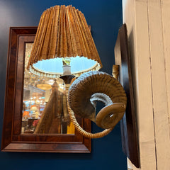 Faux Ram's Horn Wall Sconce, Bamboo Shade, Sku: 034114