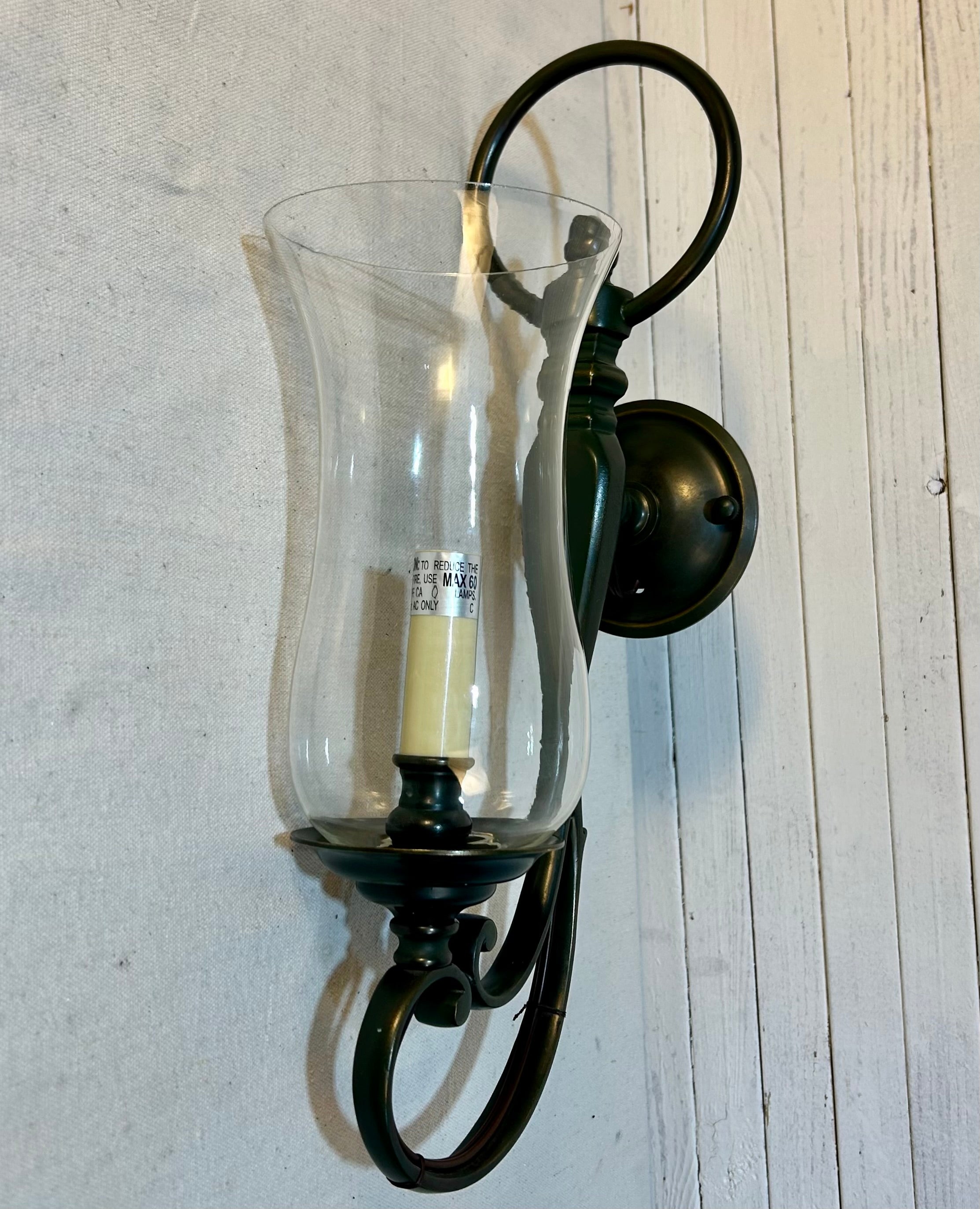 Visual Comfort (BZ) Wall Sconce, Verdigris Finish, Hurricane Shade