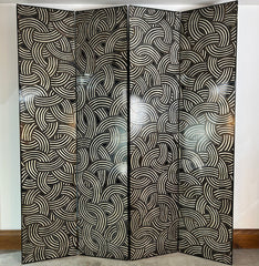 Room Divider, Folding Screen, Three Panel, Black and White Design