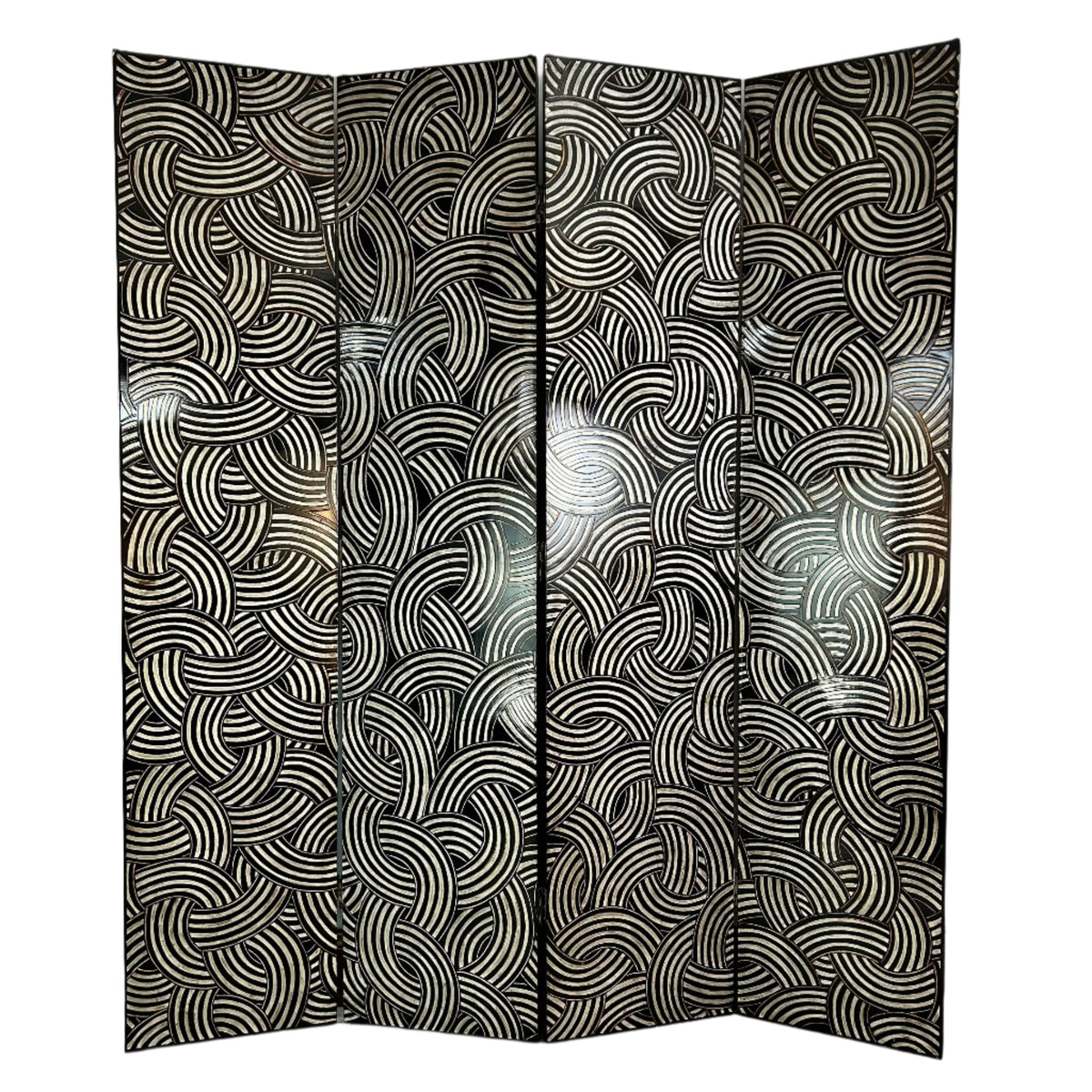 Room Divider, Folding Screen, Three Panel, Black and White Design