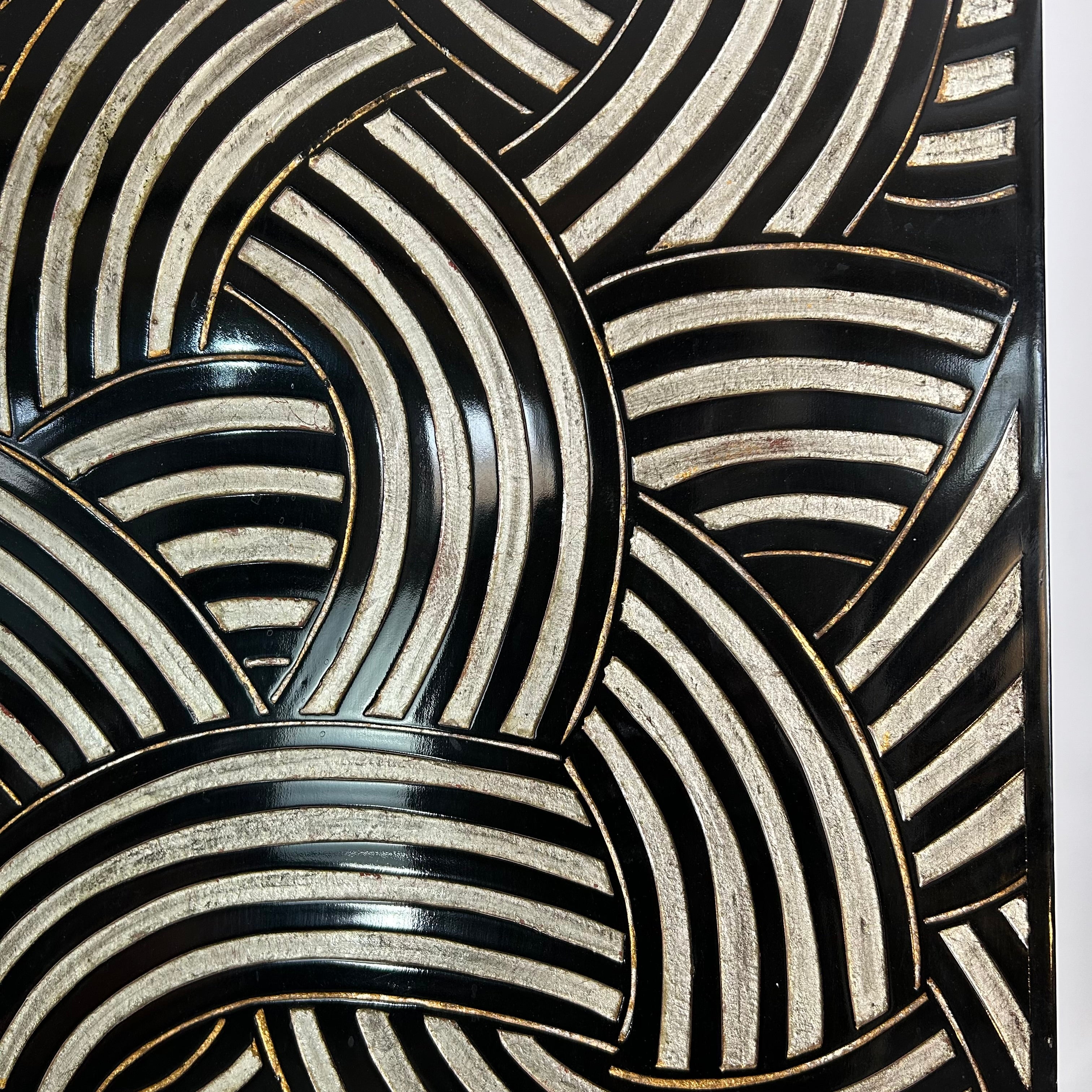 Room Divider, Folding Screen, Three Panel, Black and White Design