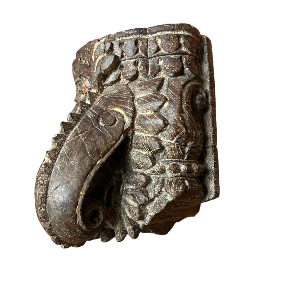 Carved Wood Architectural Piece, Elephant