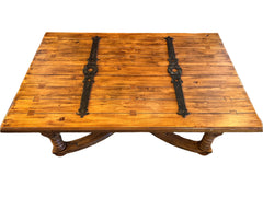 Coffee Table, Rustic, Large Iron Hinges, Double Storage Compartments