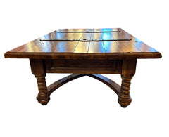 Coffee Table, Rustic, Large Iron Hinges, Double Storage Compartments