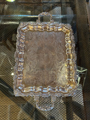 Silver Plated Tray with Handles, Ornate