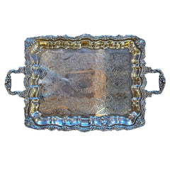 Silver Plated Tray with Handles, Ornate