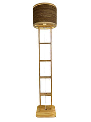 Floor Lamp with Round Cardboard Shade & Plywood Frame