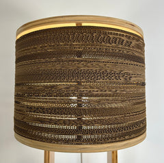 Floor Lamp with Round Cardboard Shade & Plywood Frame
