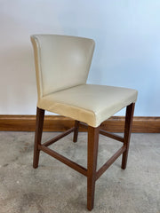 Barstool, Counter Height, Cream Leather-Look Upholstery