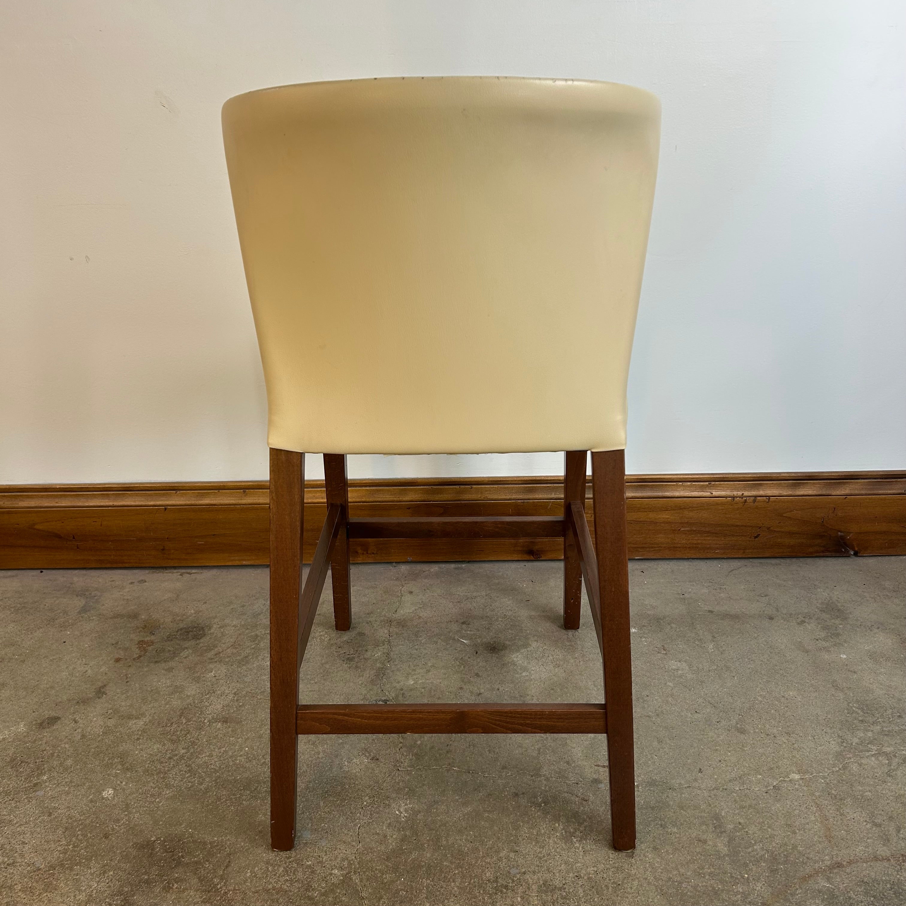 Barstool, Counter Height, Cream Leather-Look Upholstery