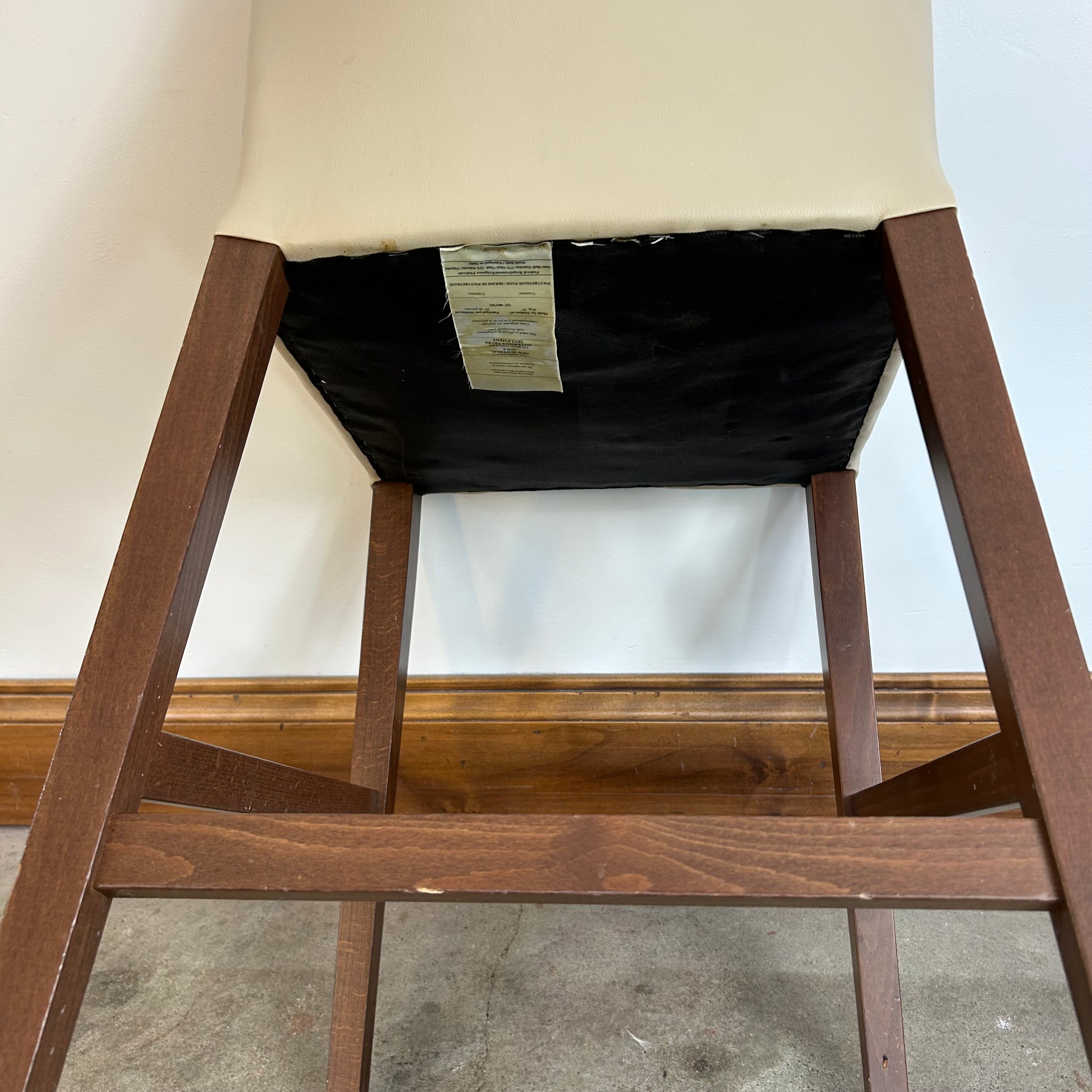 Barstool, Counter Height, Cream Leather-Look Upholstery