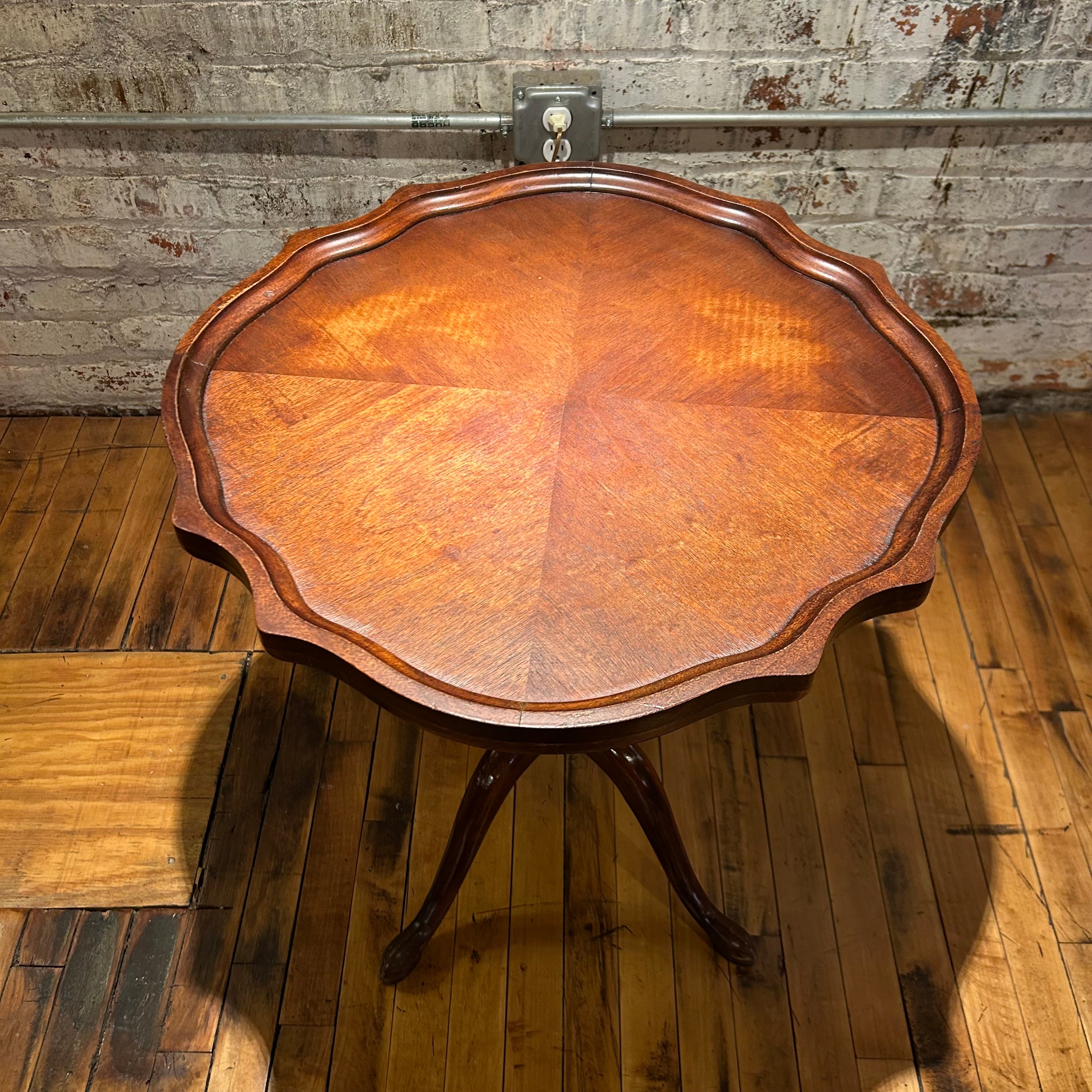 Pie Crust Pedestal Quad-base Table, Mahogany