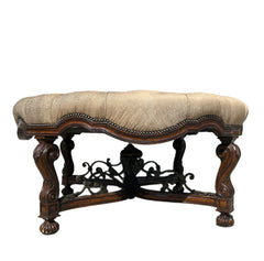 Marge Carson Large Round Tufted Ottoman Nailhead Detail