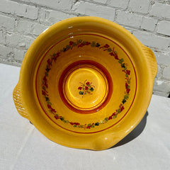 Large Pottery Mixing Bowl, Made in France, Yellow, Red