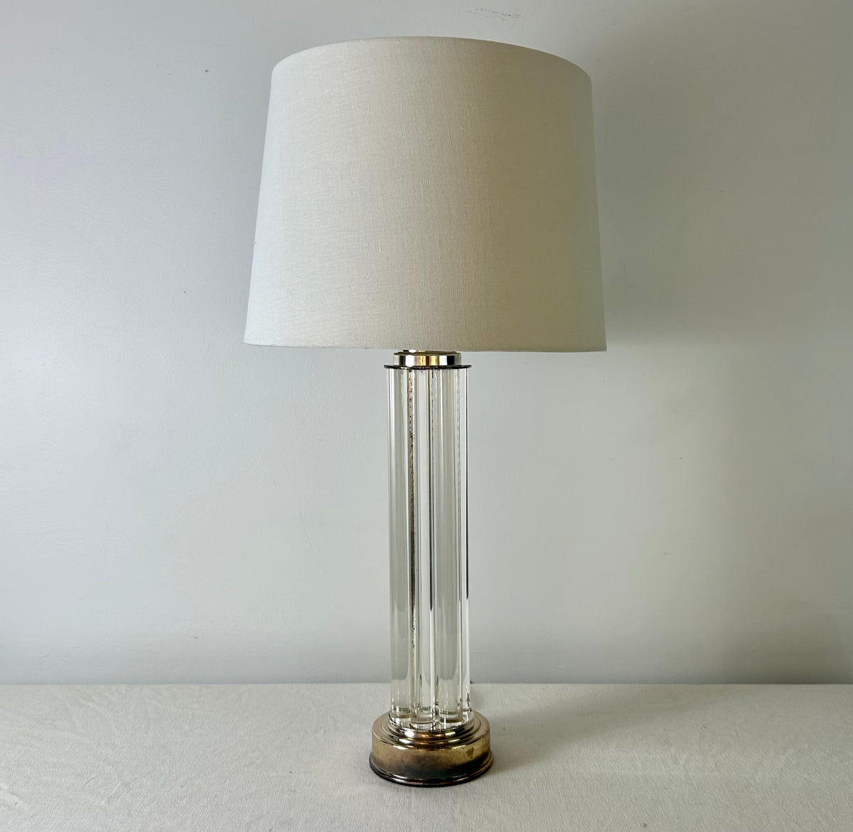 Robert Abbey Glass Rod Table Lamp,  Silver Base, Linen Shade, sku: 032631