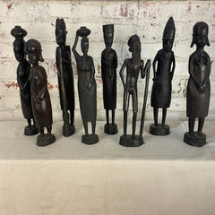 Vintage 60's Besmo Kenya Tribe Sculptures in Ebony, Various