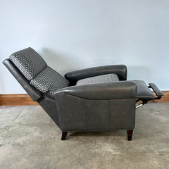 Hancock and Moore Recliner, Combination of Leather and Fabric Upholstery
