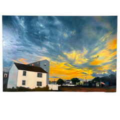 Sunny Gibbons Original Art, "Beach House USA", Oil On Canvas, New Work