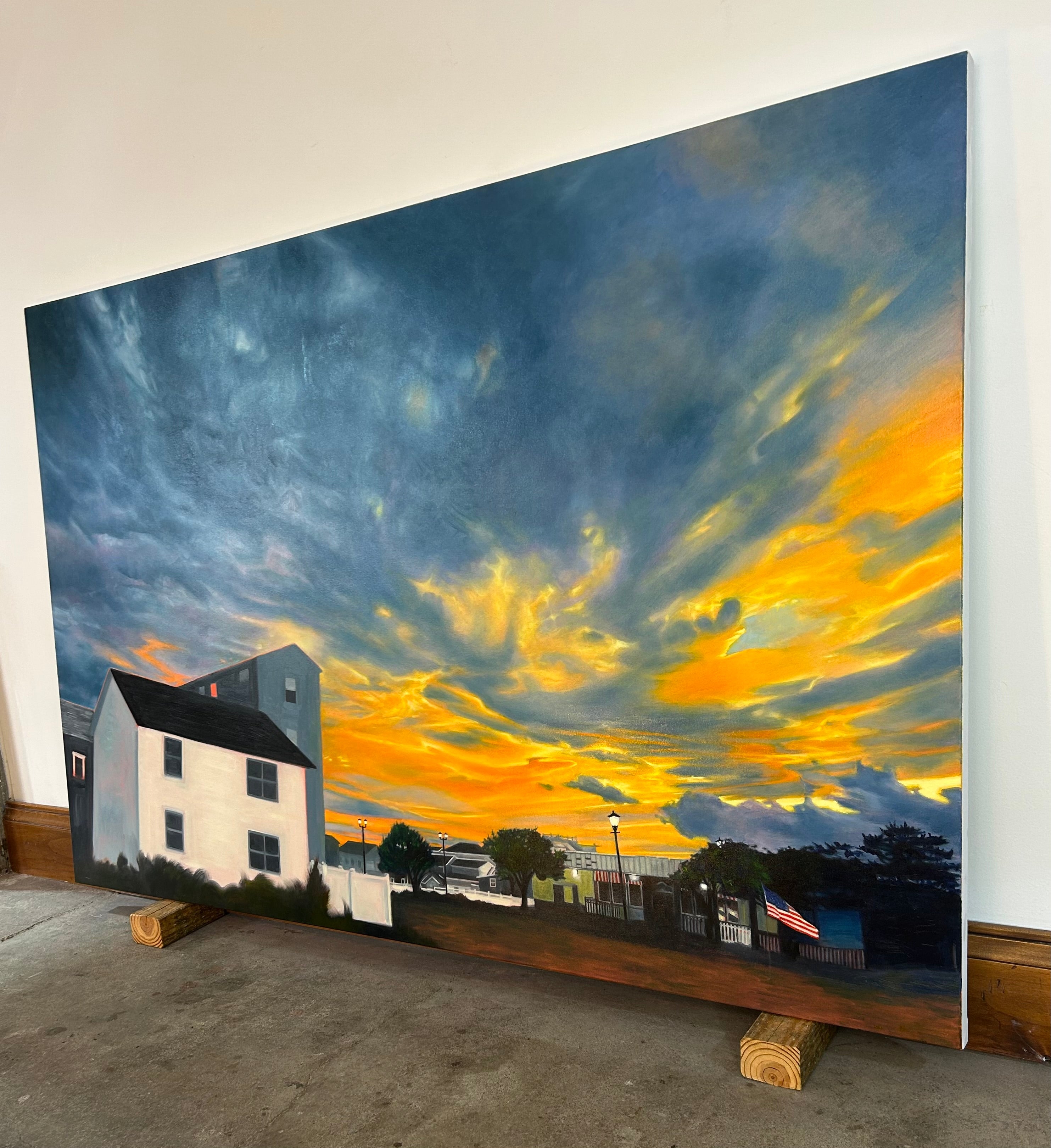 Sunny Gibbons Original Art, "Beach House USA", Oil On Canvas, New Work